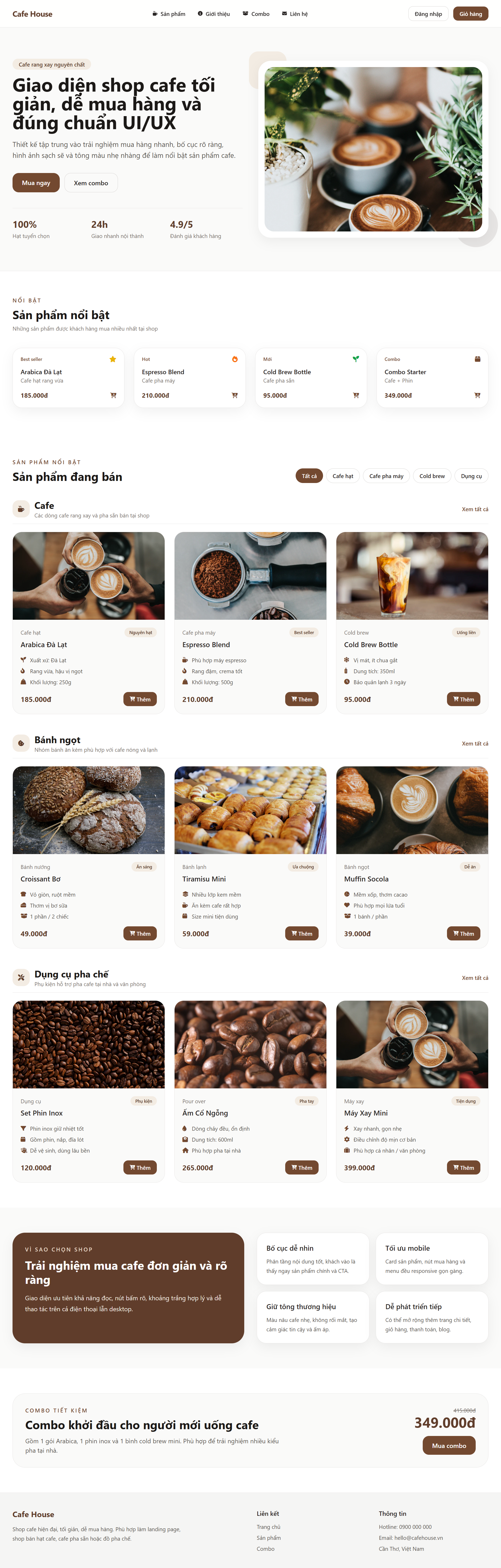 Giao diện Website Bán Cafe - Mẫu 1
