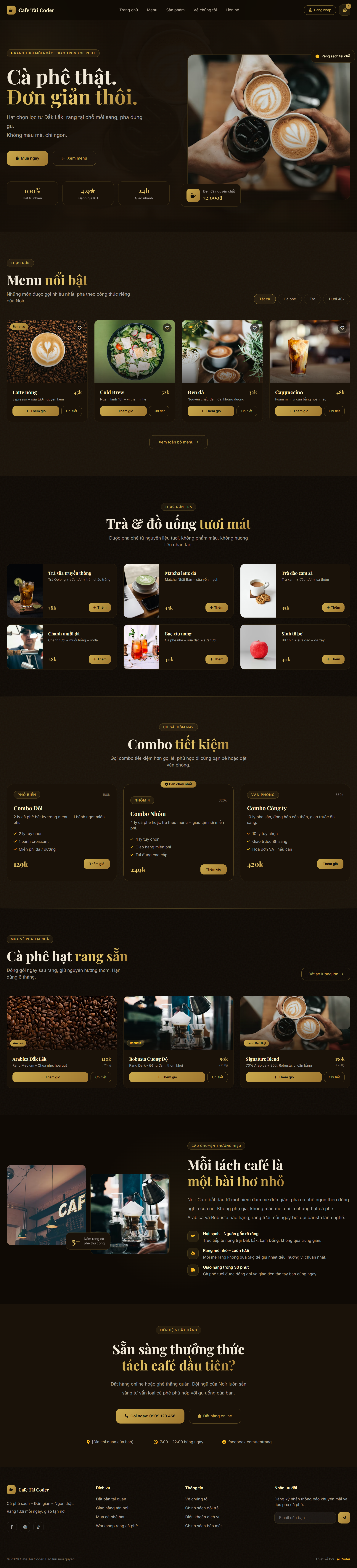 Giao diện Website Bán Cafe - Mẫu 2