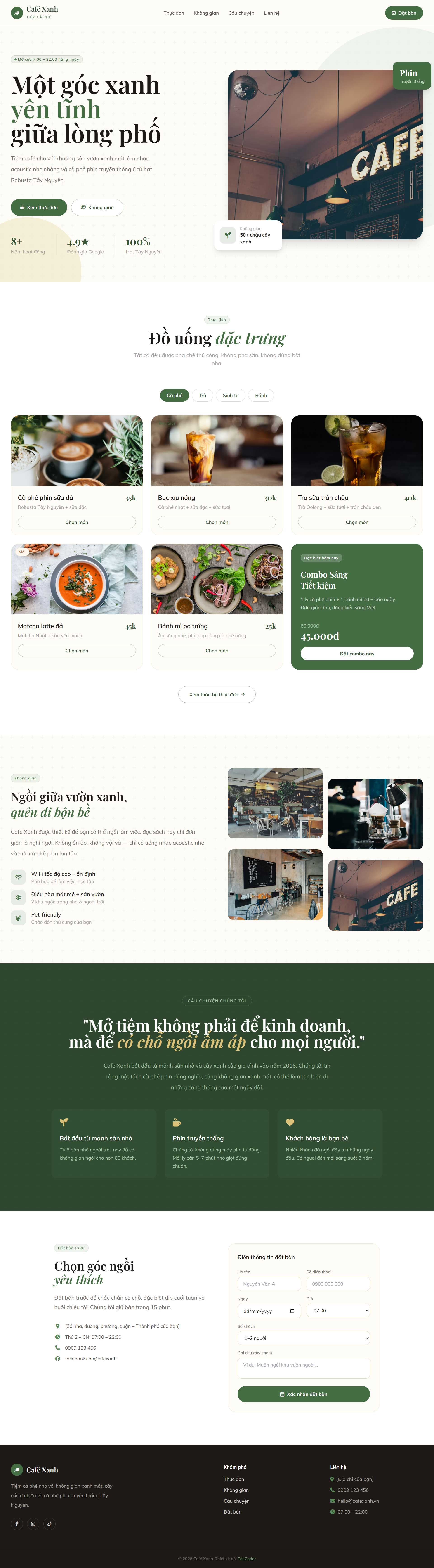 Giao diện Website Bán Cafe - Mẫu 3