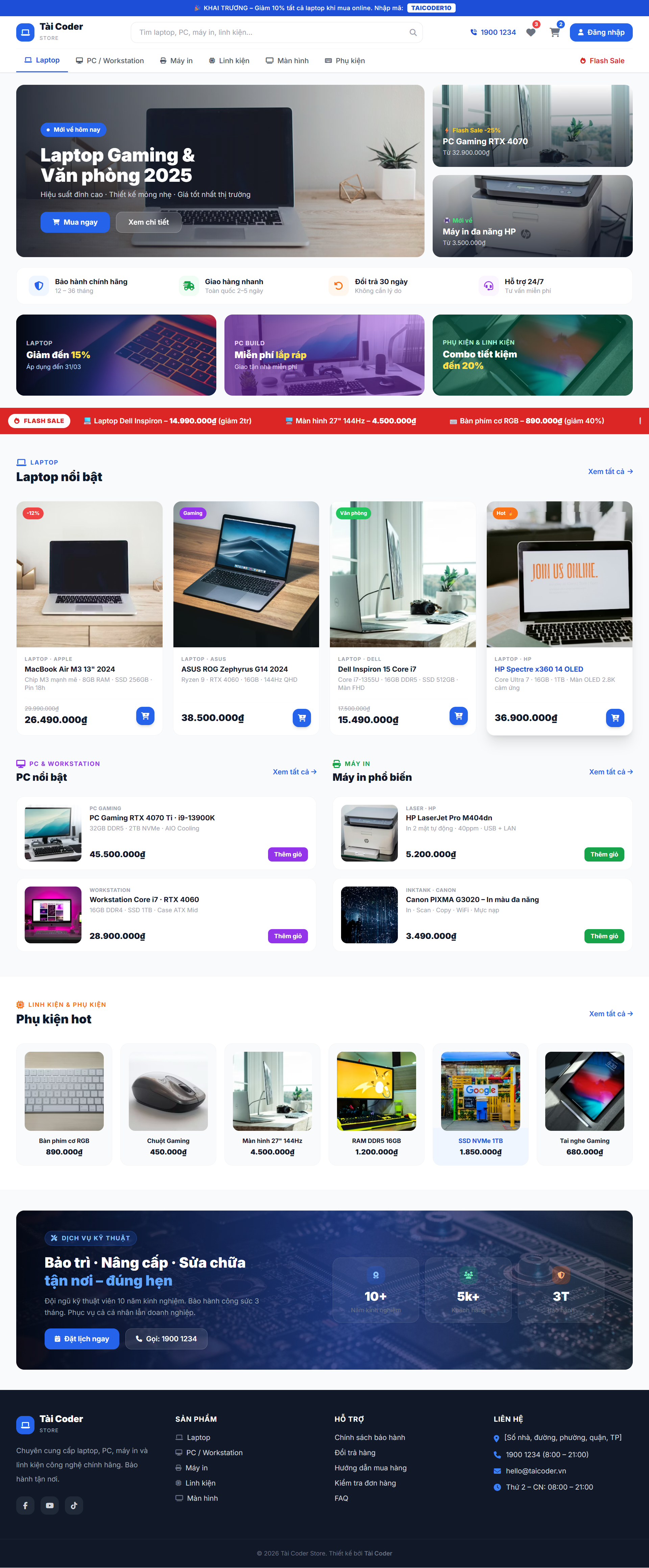 Giao diện Bán Máy Tính - Mẫu 1
