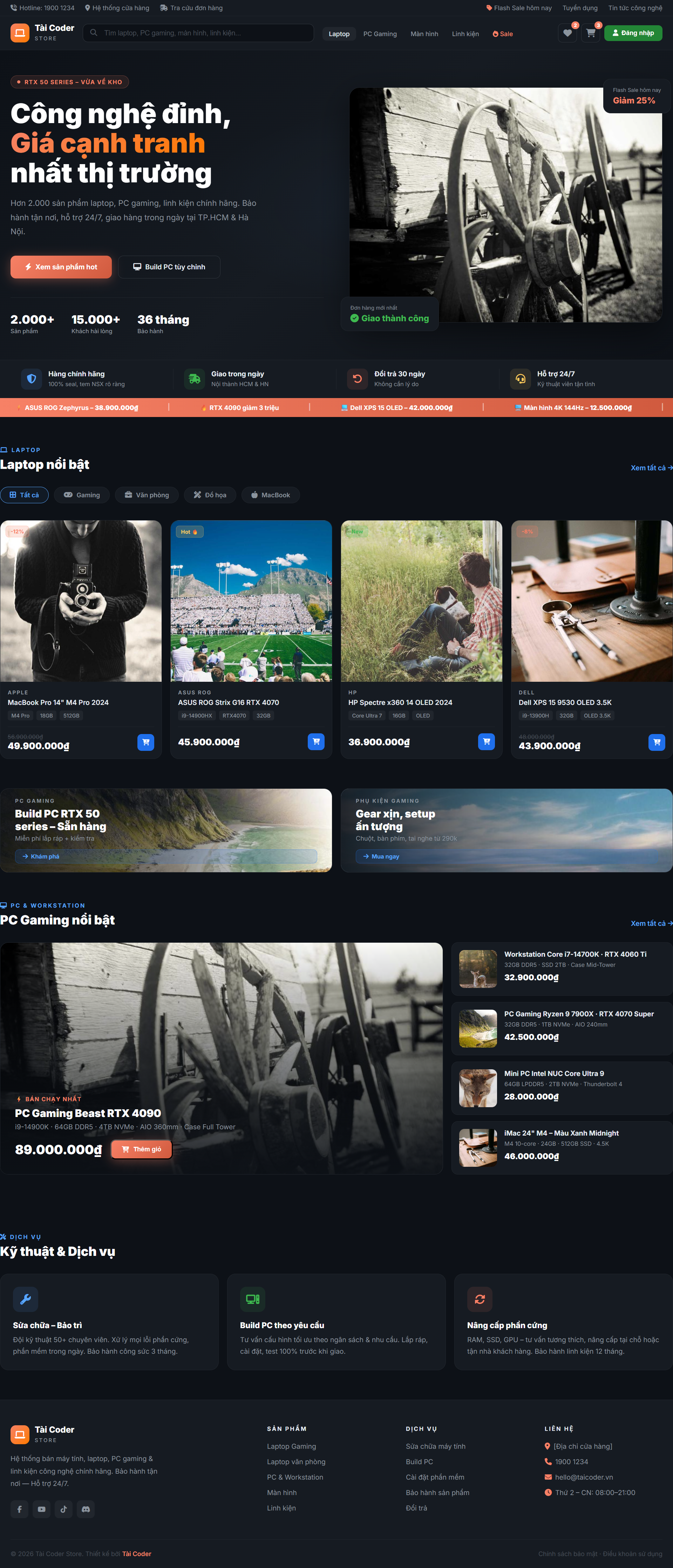 Giao diện Bán Máy Tính - Mẫu 2